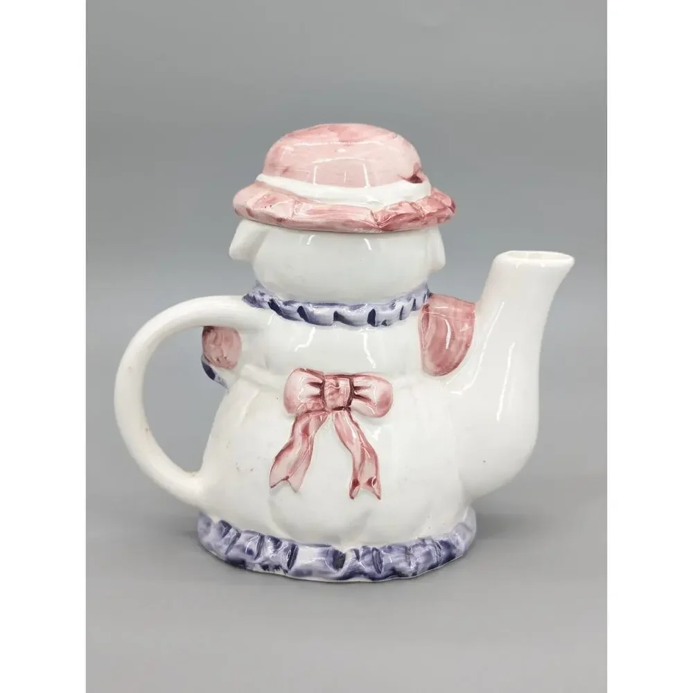 Anthropomorphic Ceramic Painted Pig & Flowers Tea Pot 6.5